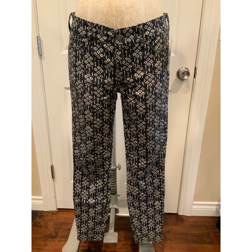 Pilcro and the Letterpress Navy Blue Patterned "Serif" Fit Pants, Size 27